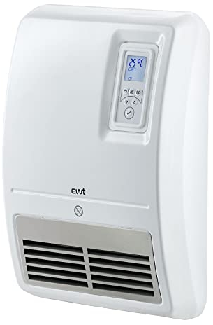 EWT Badezimmer-Schnellheizer Future, effizientes Heizgerät zur Wandmontage, inkl. Thermostat mit Rücklauftimer & adaptiver Start-Funktion, 2000 W Heizleistung, Weiß