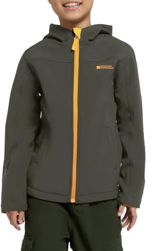 Mountain Warehouse Exodus Kids Softshell Jacket | Hooded Wind & Water Resistant, Breathable Coat with Fleece Lining for Warmth, Ideal for Playground & After-School Adventures