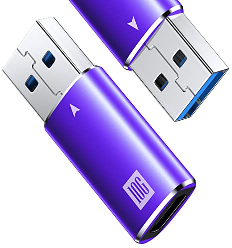 [10Gbps] Adaptador USB C Hembra a USB Macho, USB 3.1 A a USB C Super Speed Adaptador para iPhone 17 Air Pro Max , iphone 16 15 Plus Pro Max, Auriculares tipo C,Laptop, Cargador, Quest Link- Purple.