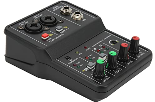 Table de Mixage USB Table de Mixage Audio 2 Canaux Alimentation Fantôme USB 48V Console de Mixage Sonore Compacte pour Enregistrement de Musique Karaoké à Domicile Karaoké