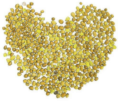 sourcing map Dekorative Glassteine, 400 g, 5–7 mm, polierte Glassteine, Murmeln, DIY-Dekor für Vasenfüller, Perlen, Basteln, Aquarium, Gartendekoration, Gelb