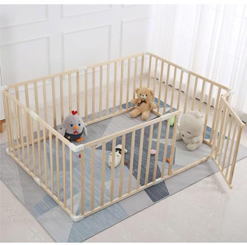 Sonakia Baby Laufstall Aus Holz, Großer Baby Laufgitter, Innen Außen Kinder Aktivitätszentrum Laufstall, Kleinkinder Sicherheits Spielplatz, Babyzaun, Laufstall Baby Faltbar/tragbar,90x90cm