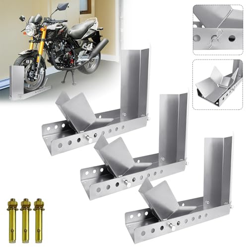 LARS360 Motorrad Ständer 3 Stück Verladehilfe Schiene Motorradwippe Motorradständer Vorderradklemme, Montageständer Motorrad mit 3 Ankerbolzenlöchern