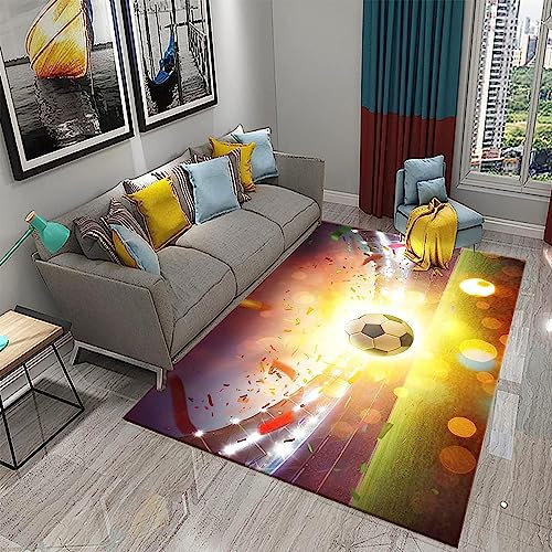 Tapis De Zone Modèle 3D Terrain De Foot Coloré Tapis Antidérapant en Polyester Facile À Nettoyer Cuisine Salle De Bain Hall Chambre d'enfant Salle De Jeux Chambre Couloir Bureau Salon Pailla -7Z8L-J0
