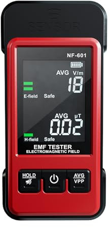 KKnoon NF-601 Handheld Radiation Detector Geiger Counter Meter Electromagnetic Radiation Tester Dosimeter Multifunctional Electric Field Magnetic Field Radiation Detector with Sound and Light