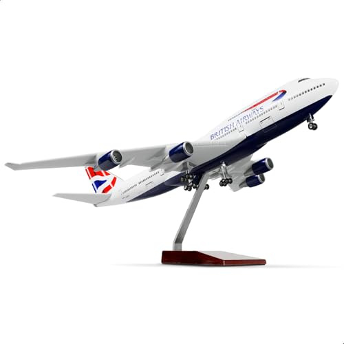 QIYUMOKE 1/160 Britisch 747 großes Flugzeugmodell Die-Cast -Flugzeugmodell | Geeignet für Boeing 747, Erwachsenen-Sammlung, Metall-Flugzeugmodell, Geschenk, Flugzeug-Dekoration, Büro