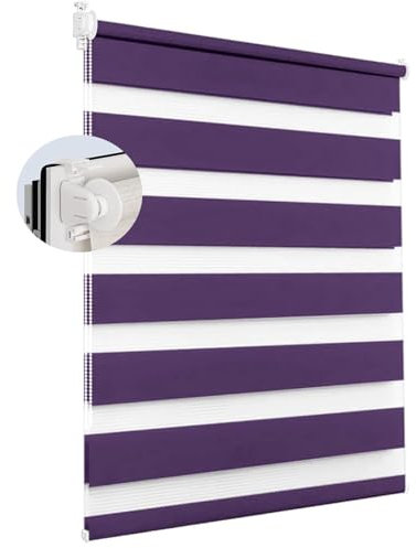 Duo Rollo ohne Bohren 50 x 150 cm lichtdurchlässig & verdunkelnd Thermorollo Verdunkelungsrollo inklusive Montagematerial für Tür & Fenster, Lila