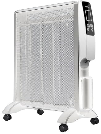 Radiador De Mica Abrigo 2000w 4elem Blanco/plata Remoto 2potencias Antivuelco Temporiz.display 61,5x56x26,5 Cm