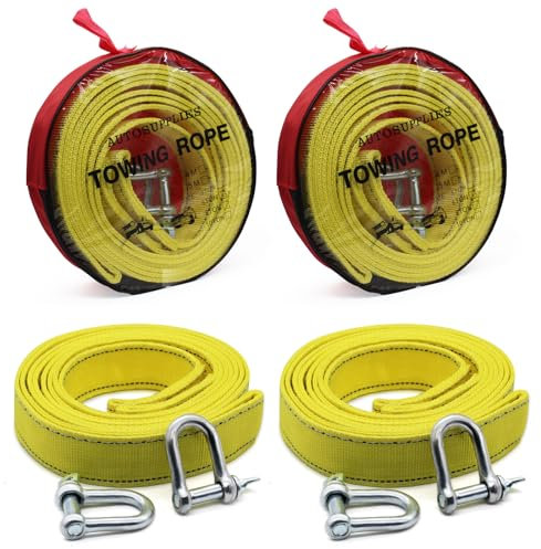 Abschleppseil 5M,2PC OBDKCAN Notfall-Abschleppgurt Auto Bruchfestigkeit 5 Tonnen (11,000 Lbs) Polyester Tow Rope Kit Für Off-Road Recovery Mit 4 Verstärkten Haken