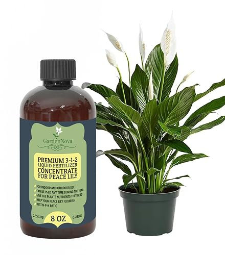 Premium Liquid Peace Lily Plant Fertilizer - 3-1-2 Concentrate for Indoor Plants and Flowers by GardenNova | Organic Plant Food for Peace Lily - 8oz
