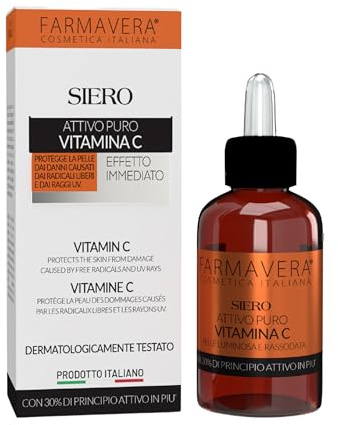 Farmavera Gesichtsserum Vitamin C, Anti-Falten, Anti-Flecken, aufhellend, natürlich und biologisch, feuchtigkeitsspendend, 30 ml