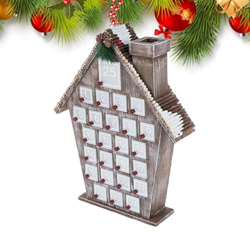 Julhus adventskalender i trä - trähus adventskalender, trähus adventskalender skåp | 24 dagars adventskalender för semester, Co kalender