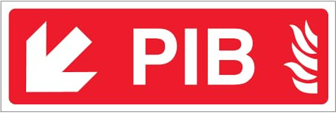 V Safety PIB Hinweisschild mit Pfeil nach unten/links, 450 x 150 mm, selbstklebendes Vinyl-Sicherheitsschild