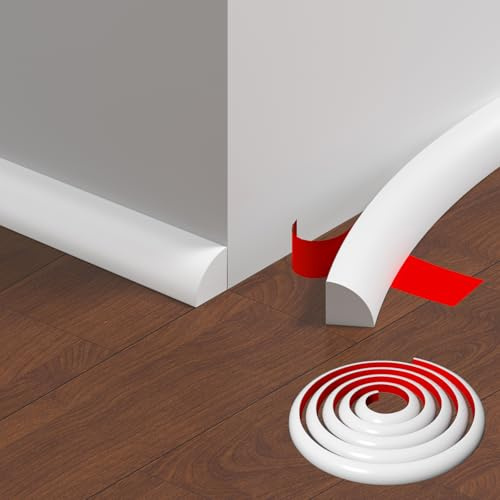Lifuncren Flexible Zierleiste Selbstklebend TPE 3 M Deckenleisten Selbstklebend Wandleisten Viertelstab Dreieck Zierleiste Wandübergang Zierleisten Wand für Wandkanten Fliesenkanten Boden (Weiß)