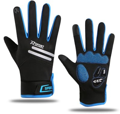 OLYSPM Guantes Ciclismo Hombre,Guantes Bicicleta Invierno,Guantes MTB Térmicos con Forro Grueso y Palma Antideslizante,Guantes Bici Impermeables para Ciclismo,Montando,Senderismo
