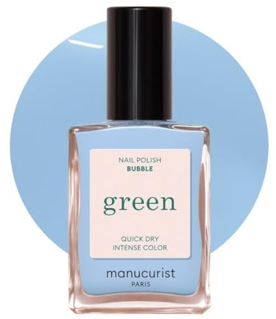 Manucurist Green- Pastell Blau Nagellack Bulle - Nagellack Schnelltrocknend - Nägel Selber Machen - Vegan 12-freier - Plant-Based - Nail Polish - Made in France