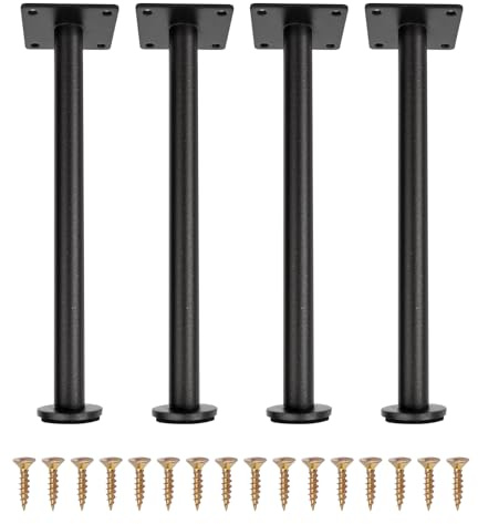 KOVNISE 4 Piedini Regolabili in Altezza per Mobili 25 CM Colore Nero Opaco Gambe di Supporto per Letto, Divani Cassettiere Mobili in Metallo Resistente Gambe di Supporto per Letto