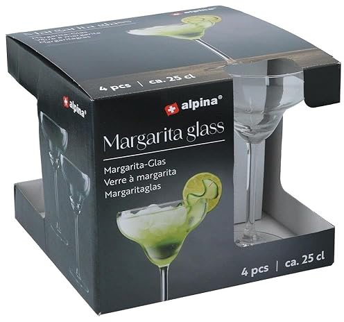alpina Verre Margarita Set de 4 Verre Cocktail - Idéal pour Margarita et Cocktails - 250 ML