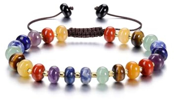 CrystalTears Crystal Bracelet for Women Colorful Boho Gemstone Beaded Bracelets Natural Healing Crystal Stone Bead Bracelet Summer Beach Jewellery Gifts for Women Mum Christmas Birthday