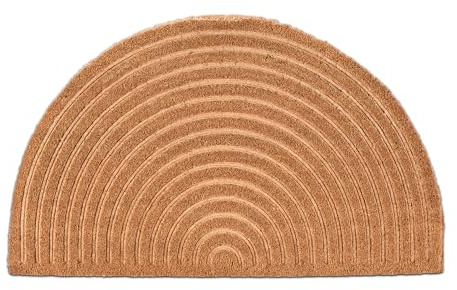 Relaxdays Felpudo Semicircular, Alfombrilla Entrada, Coco y Goma, Medialuna, Arcoíris, 75x45 cm, Antideslizante, Natural
