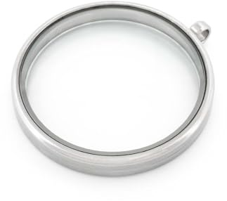 Vintageparts - Glasmedaillon aus Edelstahl - 45 mm - platinfarben - mit Schraubverschluss - befüllbar - für DIY Schmuck & Erinnerungsanhänger