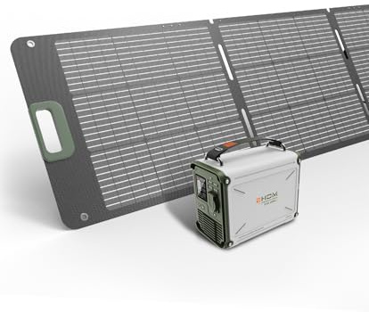 EHOM Tragbare Powerstation EP350 mit 200W Solarpanel, 307Wh, Power Station LiFePO4 mit 350W (Spitze 700W) AC, 2-Gurt-Designs für mehr Tragbarkeit, Für Camping, Reise, Notfall, Unterwegs