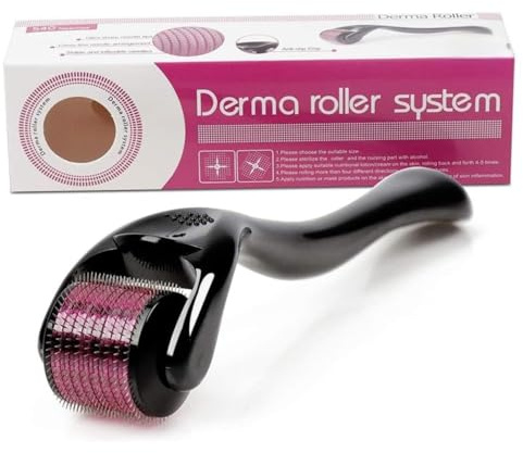 Derma Roller pour cheveux, barbe, visage, corps, cuir chevelu, micro-aiguilles en titane 540 pour hommes et femmes, 0,25 mm, instrument de beauté cosmétique