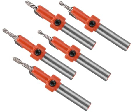 HAMPPLIES 5piezas Taladro Escalonado Para Carpintería Brocas Para Madera y Broca Avellanadora Kit De Herramientas Para y Taladrar Precisión Madera
