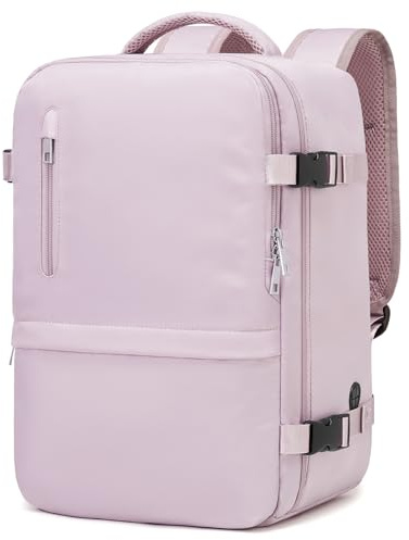 Xkdoai Sac à dos Ryanair 40x28x20 Sac à dos de voyage Bagage à main 40x30x20 Ryanair avec sac antivol et poche pour bouteilles pour voyages courts, aubergine, 40x30x20cm