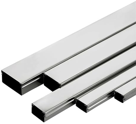 RSBFER 1 m Edelstahl-Kabelkanal, Quadratischer Kabelkanal, Kabelschutz aus Metall mit Montageloch für Einzelhandel, Fitnessstudios,20x15x0.4mm