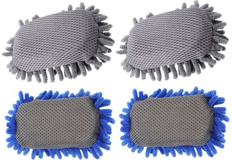 WEKAMOS 4 piezas de Pizarra Blanca Pequeños de Esponja Chenilla Suaves Lavables y Portátiles para Aula Oficina y Hogar de Azul y Gris