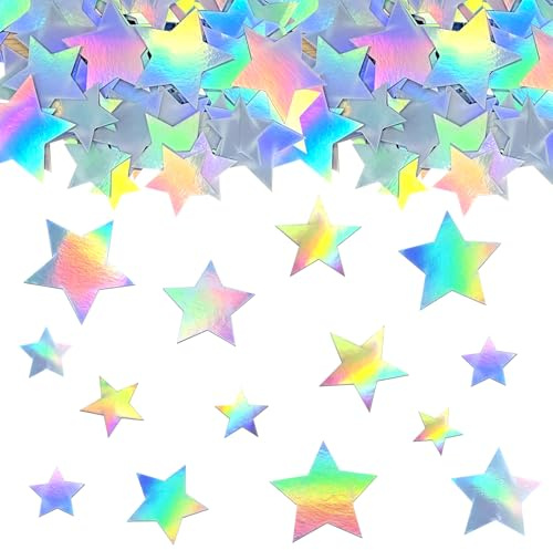 GoldRock 4 Größen Glitzersterne Streudeko Weihnachten 1,5-3cm,100 Stk Silvester Streudeko Sterne Deko,Glitzer Stern Konfetti Weihnachten,Tischdeko Streusterne Bunt für Hochzeit, Geburtstag, Weihnachts