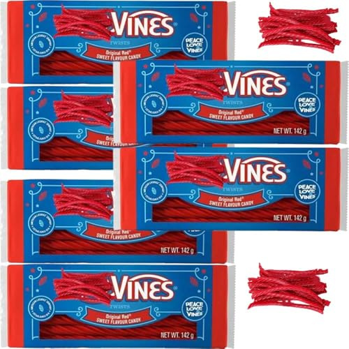 Original Red Twists 142g – Sweet & Chewy Licorice Candy – Fun Festive Snack for Kids & Adults (6 x pack)