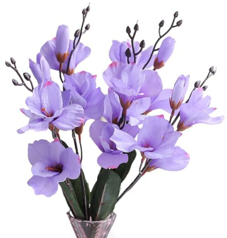 MoSundi Künstlicher Gladiolen-Magnolien-Blumenstrauß mit 5 Zinken und 20 Köpfen, für Zuhause, Büro, Dekoration, Weiß