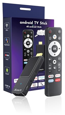 Clé TV Android 14.0 2026 4K Ultra HD Android TV Stick 2 Go RAM 16 Go ROM RK3518 CPU prend en charge 2,4/5GHz WiFi6 BT5.0 3D HDR10 Smart TV Box Streaming Media Player avec Télécommande Vocale Assistant