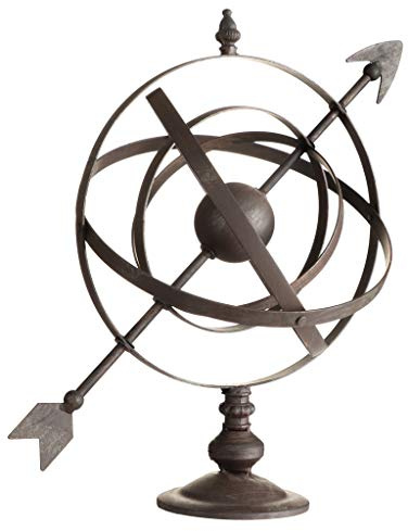Dibor Armillary Sphere Brown Cast Iron Metal Arrow Globe Sundial Decoration | Armillary Sphere, Garden Decor, Sundial, Antique Style, Vintage Style
