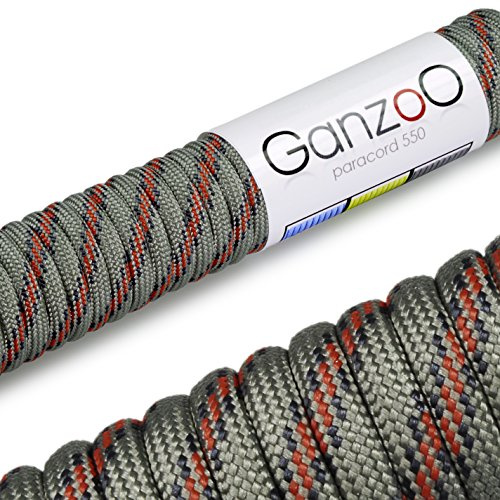 Ganzoo Paracord 550 Snöre Rep för Armband, Linne, Halsband, Nylonrep 30 Meter, Flerfärgad