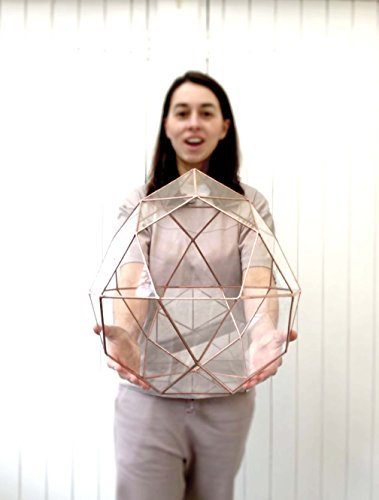 Maceta de cristal geométrica con terrario icosidodecaedro, hecha a mano en Inglaterra (grande, cobre rústico)