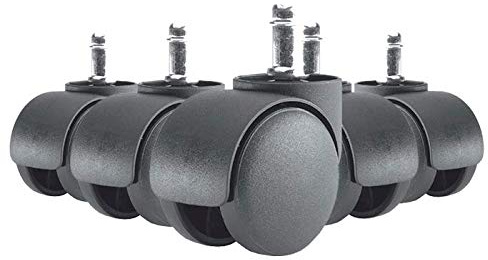 La Silla de Claudia - Pack 5 Ruedas Normales de Repuesto para Sillas Giratorias, Diámetro 50 mm y Enganche 11mm, Ideales para Silla Escritorio, Oficina y Taburete