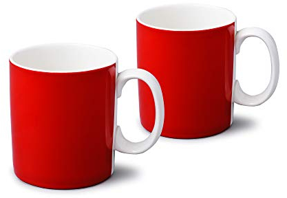 WM Bartleet & Sons 1750 TSET61 Traditional Set of 2 One Pint Porcelain Mug/Cup, 1pt/568ml – Red