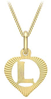 CARISSIMA Damen Halskette 9 Karat (375) Gelbgold Diamantschliff Initiale Herz Anhänger an Panzerkette 46 cm