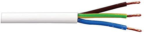 Pro Elec PEL01108 0.50 mm2 2183Y 3-Core mains Cable, 3A, White, 10 m