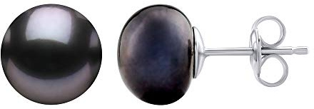 SILVEGO Damen Perlenohrringe - 925 Sterling Silber, hypoallergene Ohrstecker Süßwasserperlen 10 mm, hohe Qualität Silber rhodiniert, nickelfrei