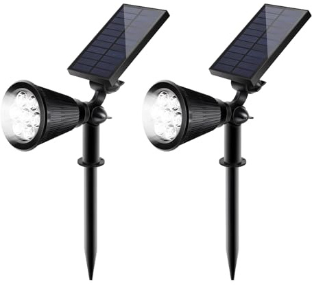 Salcar 7 LED solcellslampor för utomhusbruk, IP44 vattentät solcellslampa, superljusa trädgårdslampor, 2 ljusstyrkenivåer solträdgårdslampa för utomhusbruk vägar, gräsmatta, staket, väg, uteplats,