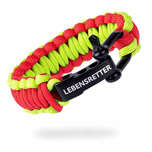 LIFE IS SIMPLE | Paracord Survival armband | Livräddare röd, grön | justerbar stängning | för utomhus, camping, vandring