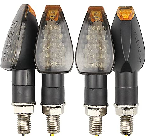WOOLUCK 4 Stück Motorrad Blinker Licht, 12V 14 LED Motorrad Blinkerleuchten Gelbe Lampe, Universal Motorrad Lauflicht, Miniblinker Hochleistungslampe Wasserdicht Blinker Motoradblinker