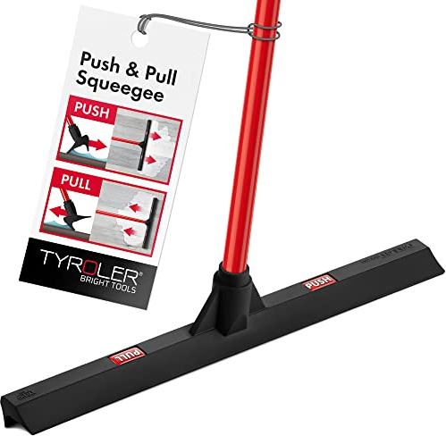 Tyroler Rubber Floor Squeegee Heavy Duty 17, Deck Squeegee Outdoor for Floors with 55 4 Part Handle, Perfect Outdoor Squeegees for Patio, Tiles, Marble, Garage, Shower, Window