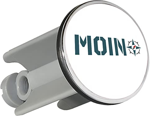 Huuraa Waschbeckenstöpsel Moin Kompass Geschenk 4cm höhenverstellbar 6,5 bis 8,5cm Moin Kompass Geschenkidee