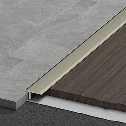 LAIDEPA T Type Abdeckleisten Für Fußböden, Metall Innen Außen Dekorativ Übergangsschiene, Aluminium Übergangsprofil, Zimmer Schwellenrampe, Schnelle Montage,Matte Champagne,140cm/55