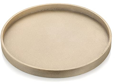 Hanobe Vassoio decorativo per tavolino da caffè: vassoio in legno dorato rotondo in legno 31 cm Circle Farmhouse Centrotavola Portacandele per la decorazione della casa espositore per soggiorno